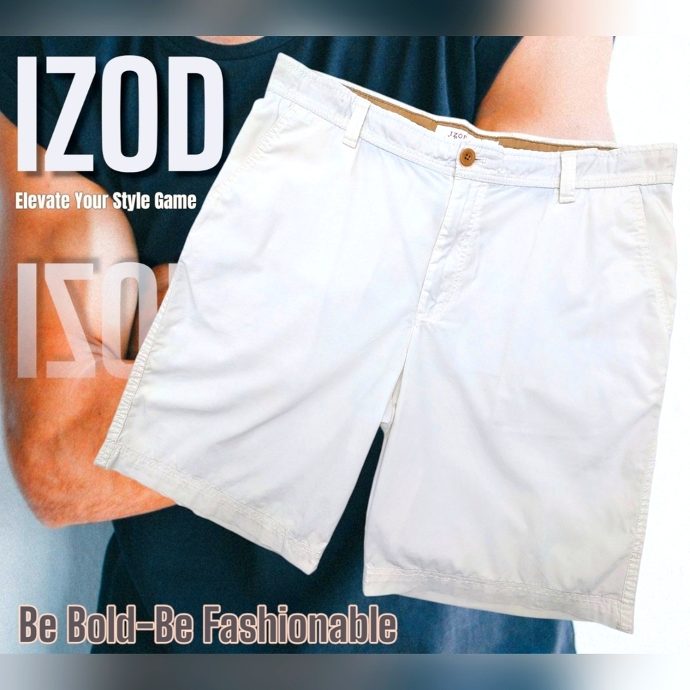 Izod Saltwater Relaxed Classics The Washed Chino Flat Front Size 36W White